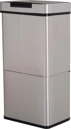 HOMCOM Poubelle Système De Séparation Des Déchets Poubelle Avec Capteur 72 L 3 Compartiments Acier Inoxydable Argent 851-018 -Outils de jardinage professionnels 665x1200