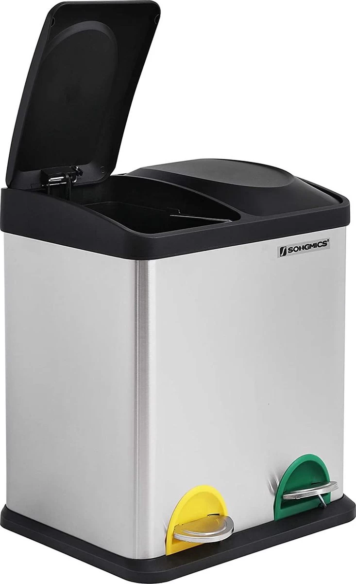 ZAZA Home & Office Poubelle 30 Litres, Tri Des Déchets, 2 X 15 Litres, Poubelle, Poubelle à Pédale Avec Poubelles Intérieures, Pédales Colorées, Système De Séparation Des Déchets Pour La Cuisine, Argent-noir 13 ZAZA Home & Office Poubelle 30 Litres, Tri Des Déchets, 2 X 15 Litres, Poubelle, Poubelle à Pédale Avec Poubelles Intérieures, Pédales Colorées, Système De Séparation Des Déchets Pour La Cuisine, Argent-noir – Image 11