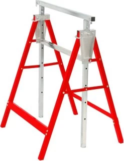 Magnacart Tréteau Télescopique MH3 - Max. 200KG - Hauteur Réglable Pieds - Pieds Pliables - Scies Et Embouts - Rouge