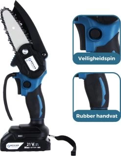 Mini Tronçonneuse Novar - Avec Batterie - Scie à Branches - Scie à élaguer - Électrique - Protection Des Mains - 21V -Outils de jardinage professionnels 926x1200