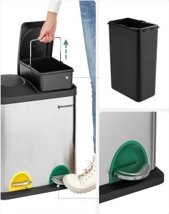 ZAZA Home & Office Poubelle 30 Litres, Tri Des Déchets, 2 X 15 Litres, Poubelle, Poubelle à Pédale Avec Poubelles Intérieures, Pédales Colorées, Système De Séparation Des Déchets Pour La Cuisine, Argent-noir 23 ZAZA Home & Office Poubelle 30 Litres, Tri Des Déchets, 2 X 15 Litres, Poubelle, Poubelle à Pédale Avec Poubelles Intérieures, Pédales Colorées, Système De Séparation Des Déchets Pour La Cuisine, Argent-noir -Outils de jardinage professionnels 954x1200