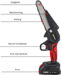 Mini Tronçonneuse - Scie D'élagage - Sécateur électrique - Taille-haie électrique - 2 Batteries - Rouge -Outils de jardinage professionnels 976x1200