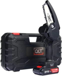 QLT-mini Chainsaw Mini Tronçonneuse - Scie D'élagage - Tronçonneuse - Tronçonneuse électrique Avec 1 Batterie Avec étui